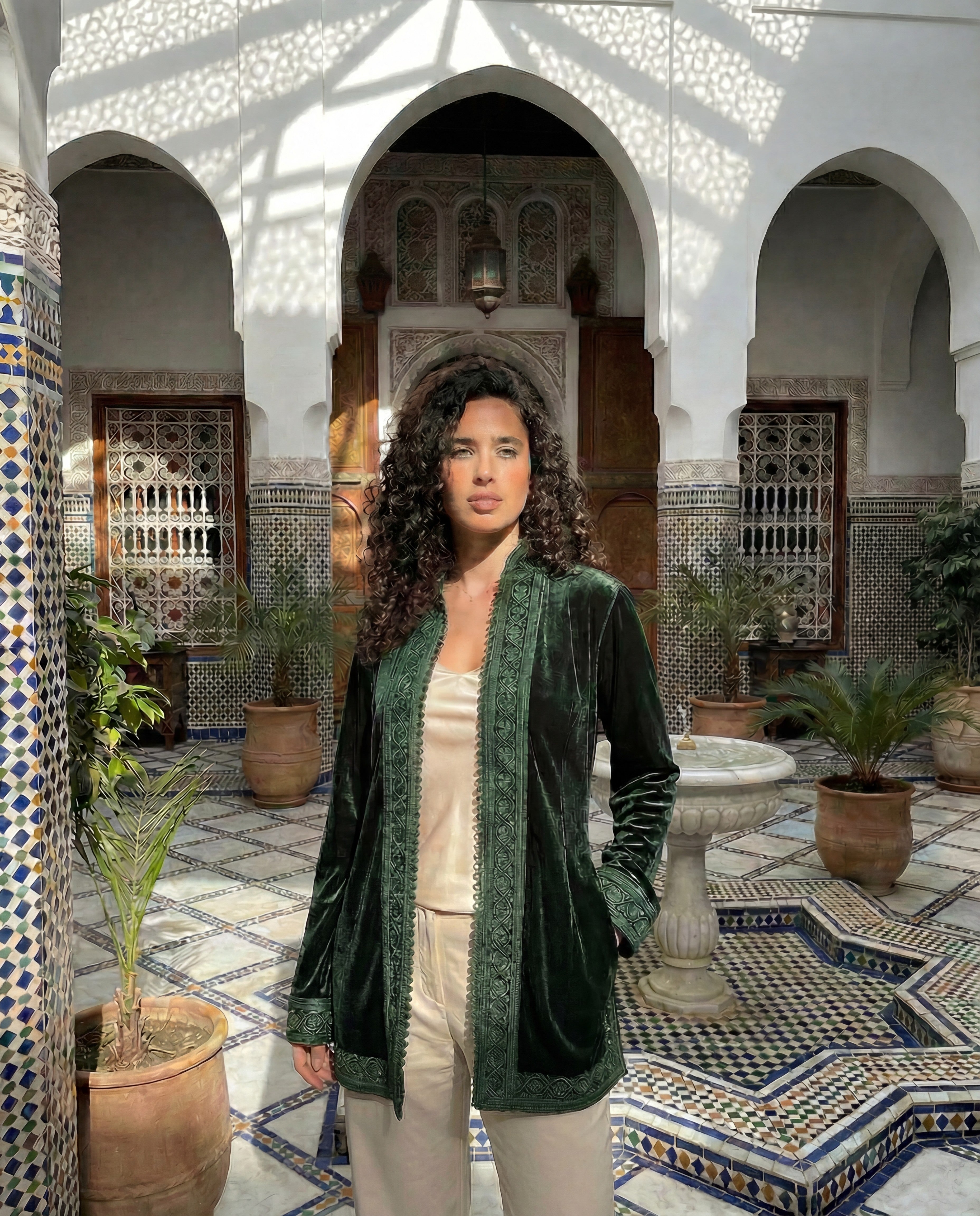 Toubkal Velvet Jacket Green